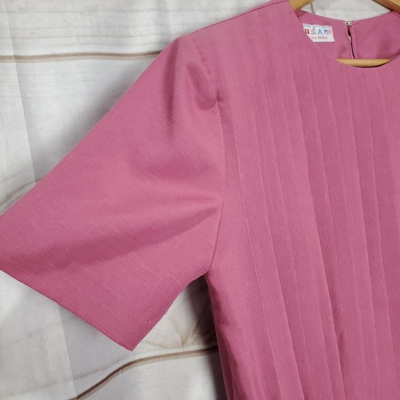 Vintage 70s Dress Womens Large Pink Pleated A Line Midi Modest Retro Barbie - Picture 5 of 11